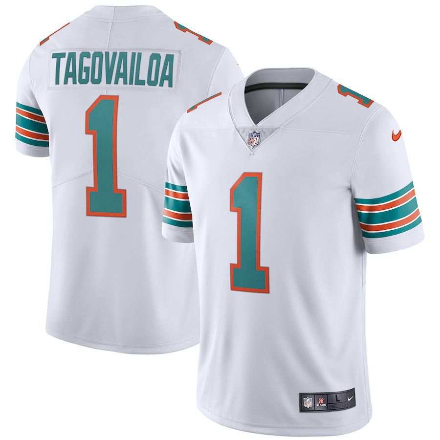 Men Miami Dolphins #1 Tua Tagovailoa Nike White 2nd Alternate Vapor Limited NFL Jersey